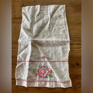 Floral Embroidered White Towel